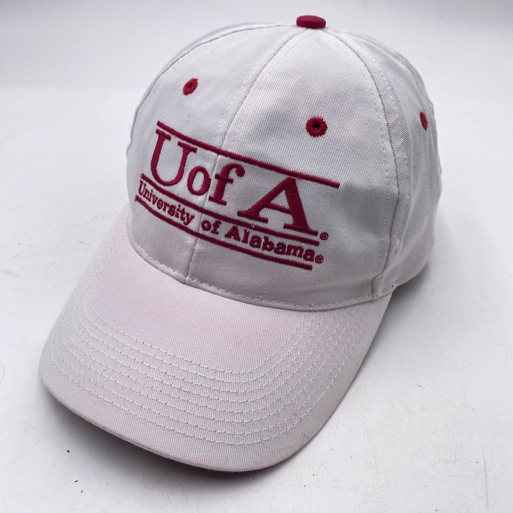 ALABAMA The Game Split Bar Hat Cap Mens OSFM White Crimson Vintage UofA Snapback